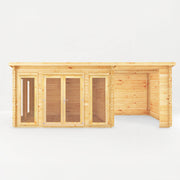 7m x 3m Studio Pent Log Cabin With Patio Area - 34mm - Rogey