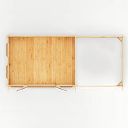 7m x 3m Studio Pent Log Cabin With Patio Area - 44mm (UPVC Windows & Door) - Oak - Rogey