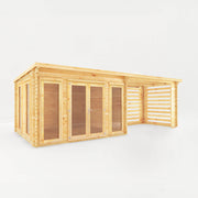 7m x 3m Studio Pent Log Cabin With Slatted Area - 28mm - Rogey