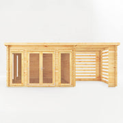7m x 3m Studio Pent Log Cabin With Slatted Area - 34mm - Rogey