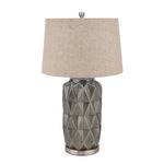 Acantho Grey Ceramic Lamp With Linen Shade - Rogey