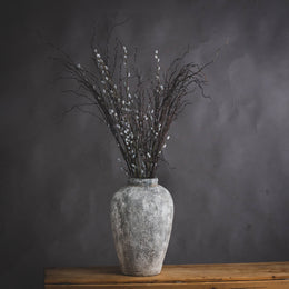 Aged Stone Tall Ceramic Vase - Rogey