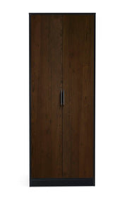 Alba 2 Door Wardrobe - Walnut/Black - Rogey