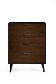 Alba 4 Drawer Wide Chest - Walnut/Black - Rogey