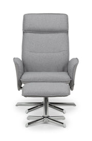 Aria Recliner Chair With Stool - Grey Linen - Rogey