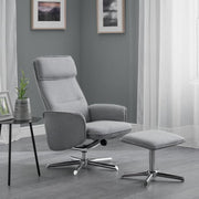 Aria Recliner Chair With Stool - Grey Linen - Rogey