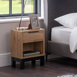 Bali 1 Drawer Bedside - Light Oak - Rogey