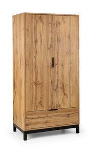 Bali 2 Door 1 Drawer Wardrobe - Light Oak - Rogey