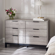 Bali 6 Drawer Wide Chest - Grey Oak - Rogey