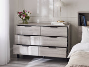 Bali 6 Drawer Wide Chest - Grey Oak - Rogey