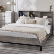 Bali Bookcase Headboard Bed 135cm - Grey Oak - Rogey