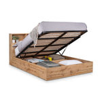 Bali Ottoman Storage 135cm Double Bed - Light Oak - Rogey