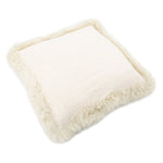 Beige Linen Cushion Sheepskin Trim 45x45cm - Rogey