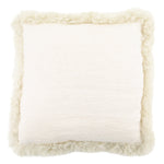Beige Linen Cushion Sheepskin Trim 45x45cm - Rogey