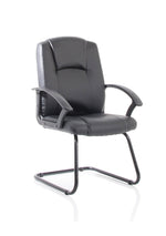 Bella Medium Back Black Bonded Leather Black Frame Cantilever Visitor Chair - Rogey