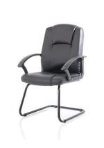Bella Medium Back Black Bonded Leather Black Frame Cantilever Visitor Chair - Rogey