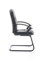 Bella Medium Back Black Bonded Leather Black Frame Cantilever Visitor Chair - Rogey