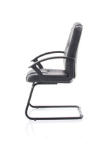 Bella Medium Back Black Bonded Leather Black Frame Cantilever Visitor Chair - Rogey