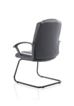 Bella Medium Back Black Bonded Leather Black Frame Cantilever Visitor Chair - Rogey