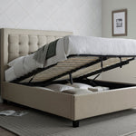 Brandon Oatmeal Fabric Ottoman Bed Double - Rogey