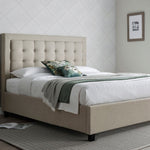 Brandon Oatmeal Fabric Ottoman Bed Double - Rogey