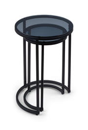 Chicago Round Nesting Side Tables Smoked Glass - Rogey