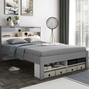 Fabio Grey and White Wooden Bed King - Rogey
