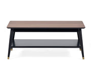 Findlay Coffee Table With Shelf - Walnut & Black - Rogey