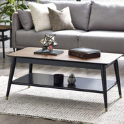 Findlay Coffee Table With Shelf - Walnut & Black - Rogey