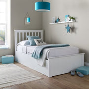 Francis White Wooden Ottoman Bed Single - Rogey