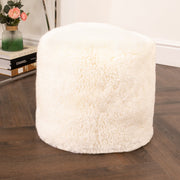 Ivory Short Pile Sheepskin Pouf - Rogey