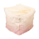 Ivory/Pink Goatskin Ombre Pouf - Rogey