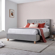 Kingham Grey Velvet Ottoman Bed King - Rogey