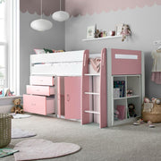 Lacy Pink Storage Mid Sleeper Single - Rogey