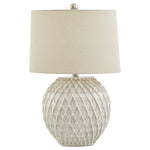 Lattice Ceramic Table Lamp With Linen Shade - Rogey