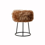 Light Brown Metal Sheepskin Stool - Rogey