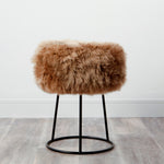 Light Brown Metal Sheepskin Stool - Rogey