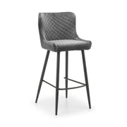 Luxe Velvet Bar Stool - Grey - Rogey