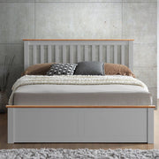 Malmo Pearl Grey Wooden Ottoman Bed King - Rogey