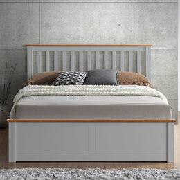 Malmo Pearl Grey Wooden Ottoman Bed King - Rogey