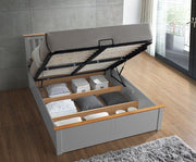 Malmo Pearl Grey Wooden Ottoman Bed King - Rogey