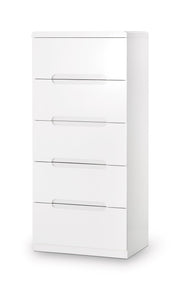 Manhattan 5 Drawer Narrow Chest - White - Rogey