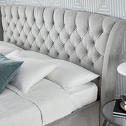 Newton Grey Velvet 4 Drawer Storage Bed Double - Rogey