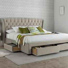 Newton Warmstone Velvet 4 Drawer Storage Bed King - Rogey