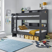 Oliver Onyx Grey Storage Bunk Bed Single - Rogey