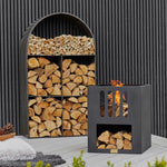 Outdoor Libra Contemporary Fire Pit in Matt Black H55CM W45CM - Rogey