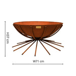 Outdoor Metal Dakota Fire Pit in Rust H37Cm W71Cm - Rogey