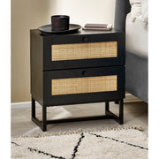Padstow 2 Drawer Bedside - Black - Rogey
