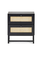 Padstow 2 Drawer Bedside - Black - Rogey