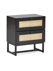Padstow 2 Drawer Bedside - Black - Rogey
